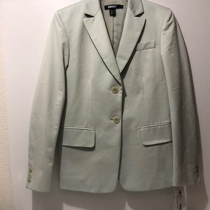 DKNY Peak Jacket Women 4 Solid Stretch Lined Front Pockets Mist Professional